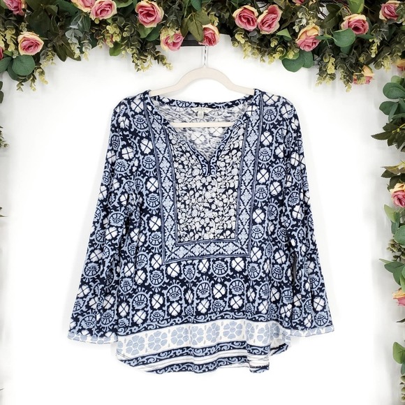 Lucky Brand Tops - Lucky Brand Floral and Graphic Print Blouse